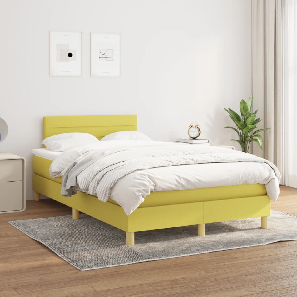 Κρεβάτι Boxspring με Στρώμα Πράσινο 120x200 εκ. Υφασμάτινο