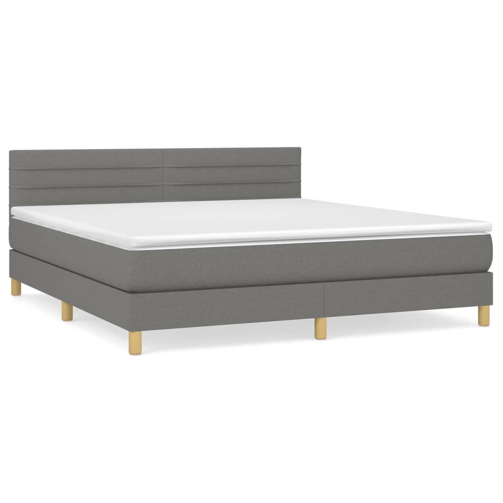 Κρεβάτι Boxspring με Στρώμα Σκούρο Γκρι 160x200 εκ Υφασμάτινο - Pakobazaar