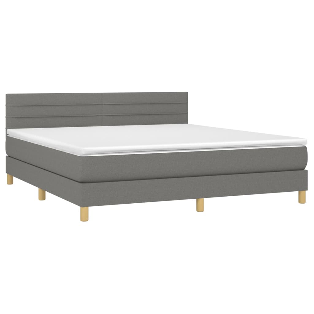 Κρεβάτι Boxspring με Στρώμα Σκούρο Γκρι 160x200 εκ Υφασμάτινο - Pakobazaar