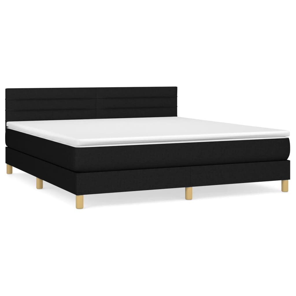 Κρεβάτι Boxspring με Στρώμα Μαύρο 160x200 εκ. Υφασμάτινο