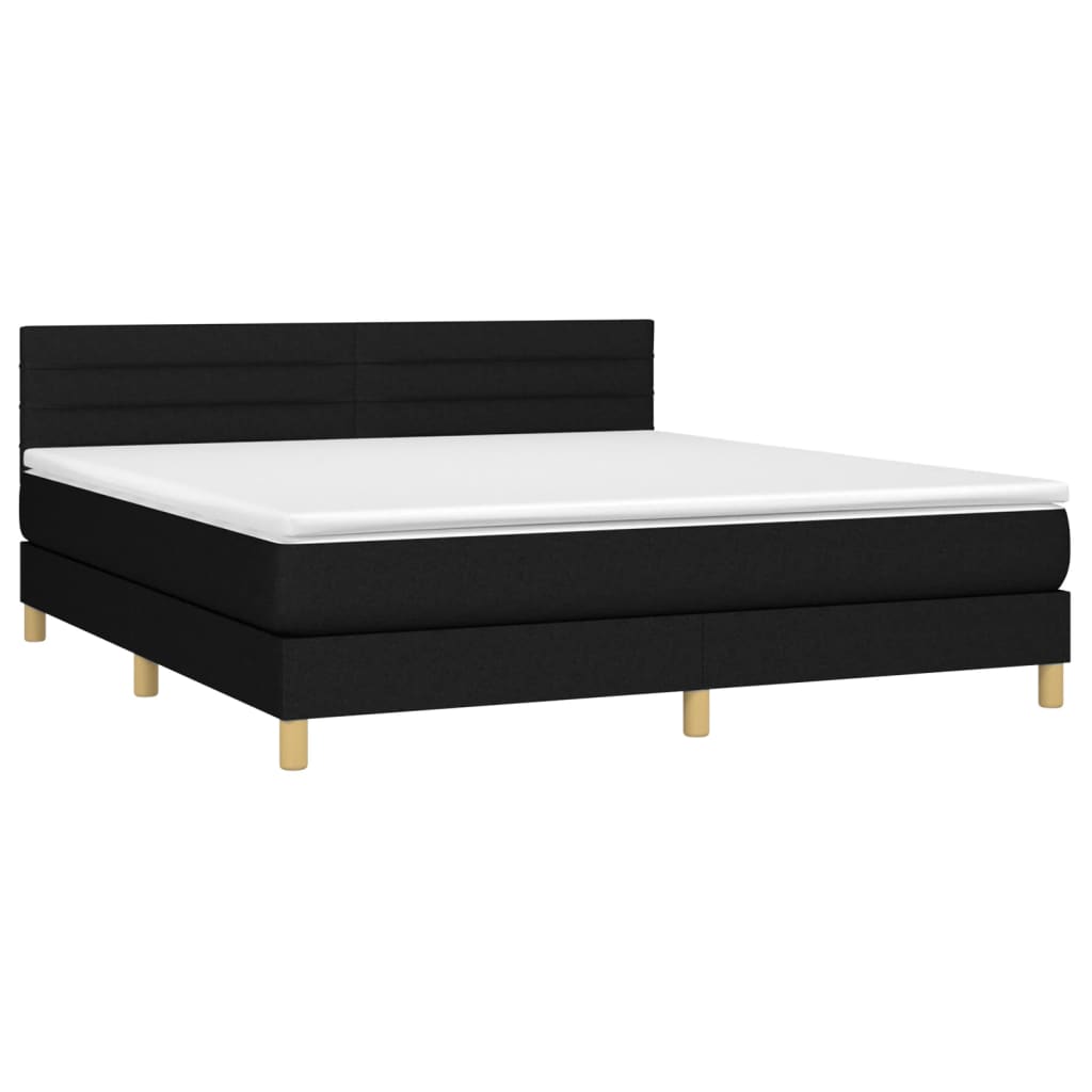 Κρεβάτι Boxspring με Στρώμα Μαύρο 160x200 εκ. Υφασμάτινο