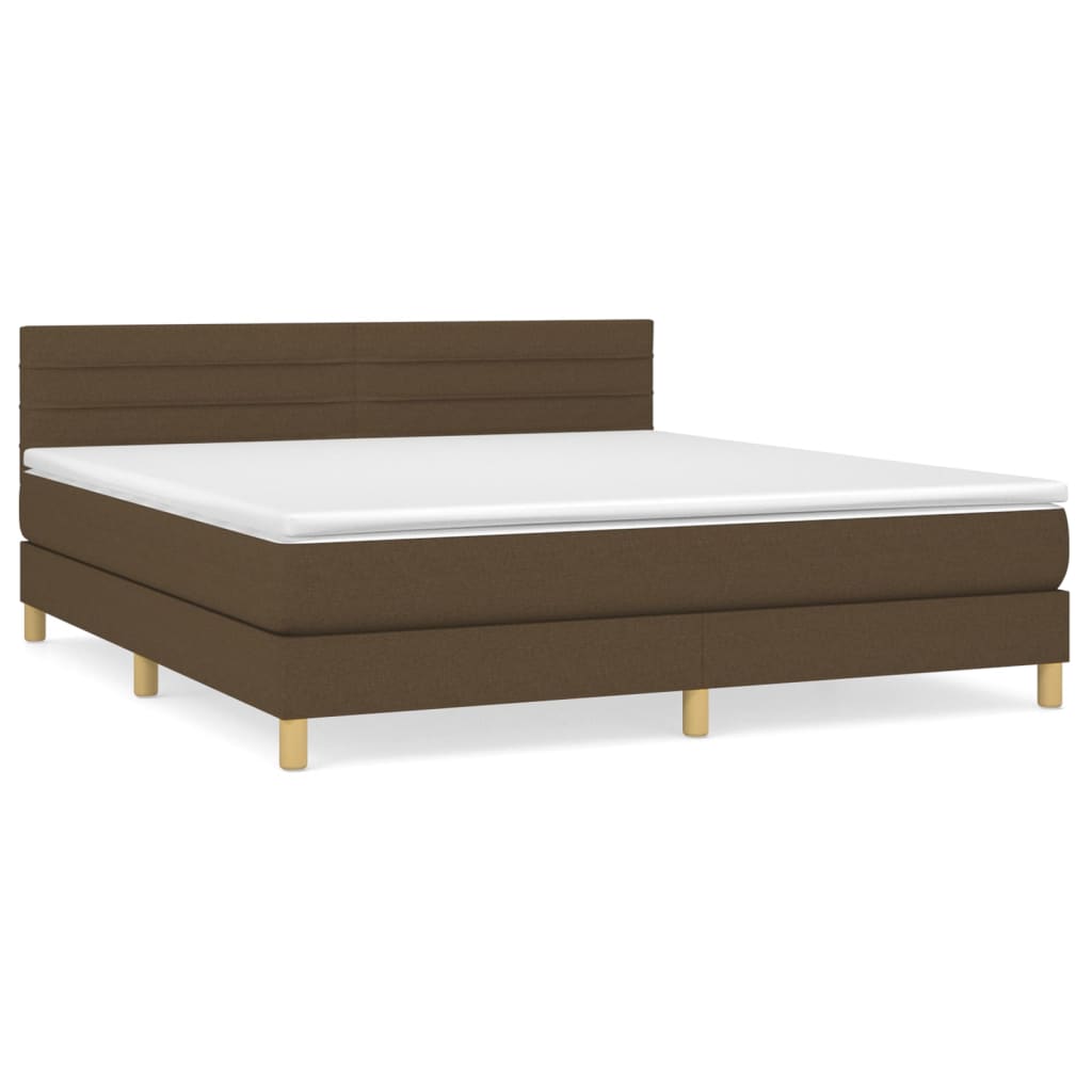 Κρεβάτι Boxspring με Στρώμα Σκούρο Καφέ 160x200 εκ Υφασμάτινο - Pakobazaar