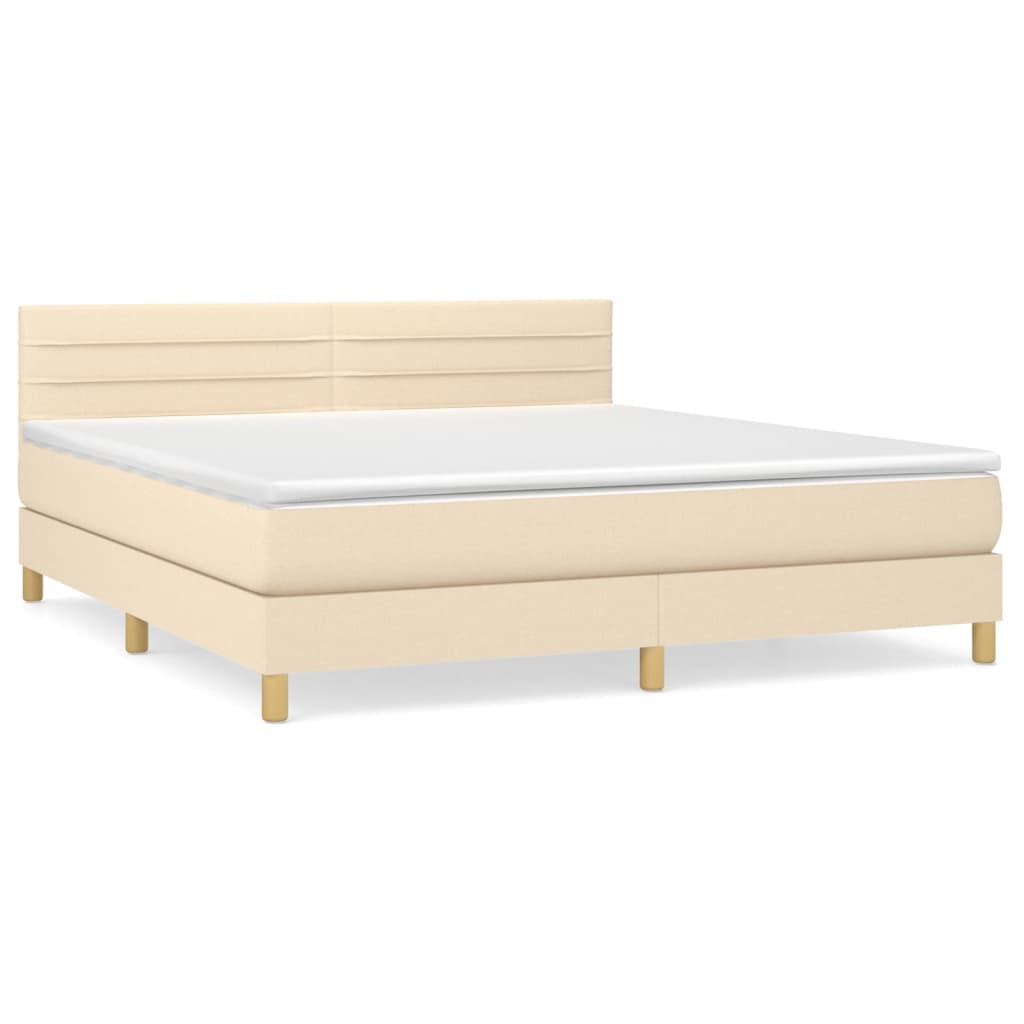 Κρεβάτι Boxspring με Στρώμα Κρεμ 180x200 εκ. Υφασμάτινο
