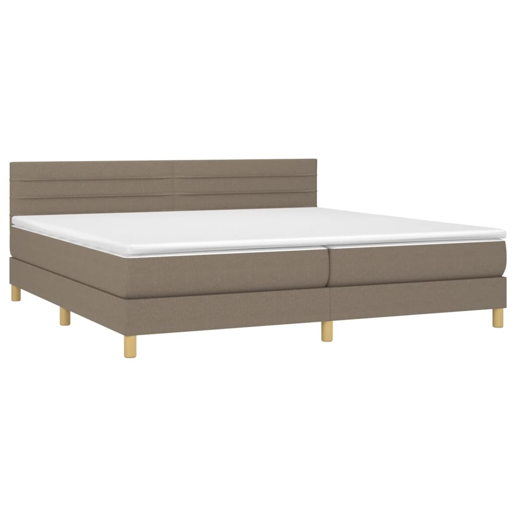 Κρεβάτι Boxspring με Στρώμα Taupe 200x200 εκ. Υφασμάτινο