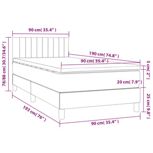 Κρεβάτι Boxspring με Στρώμα Σκούρο Καφέ 90x190 εκ. Υφασμάτινο