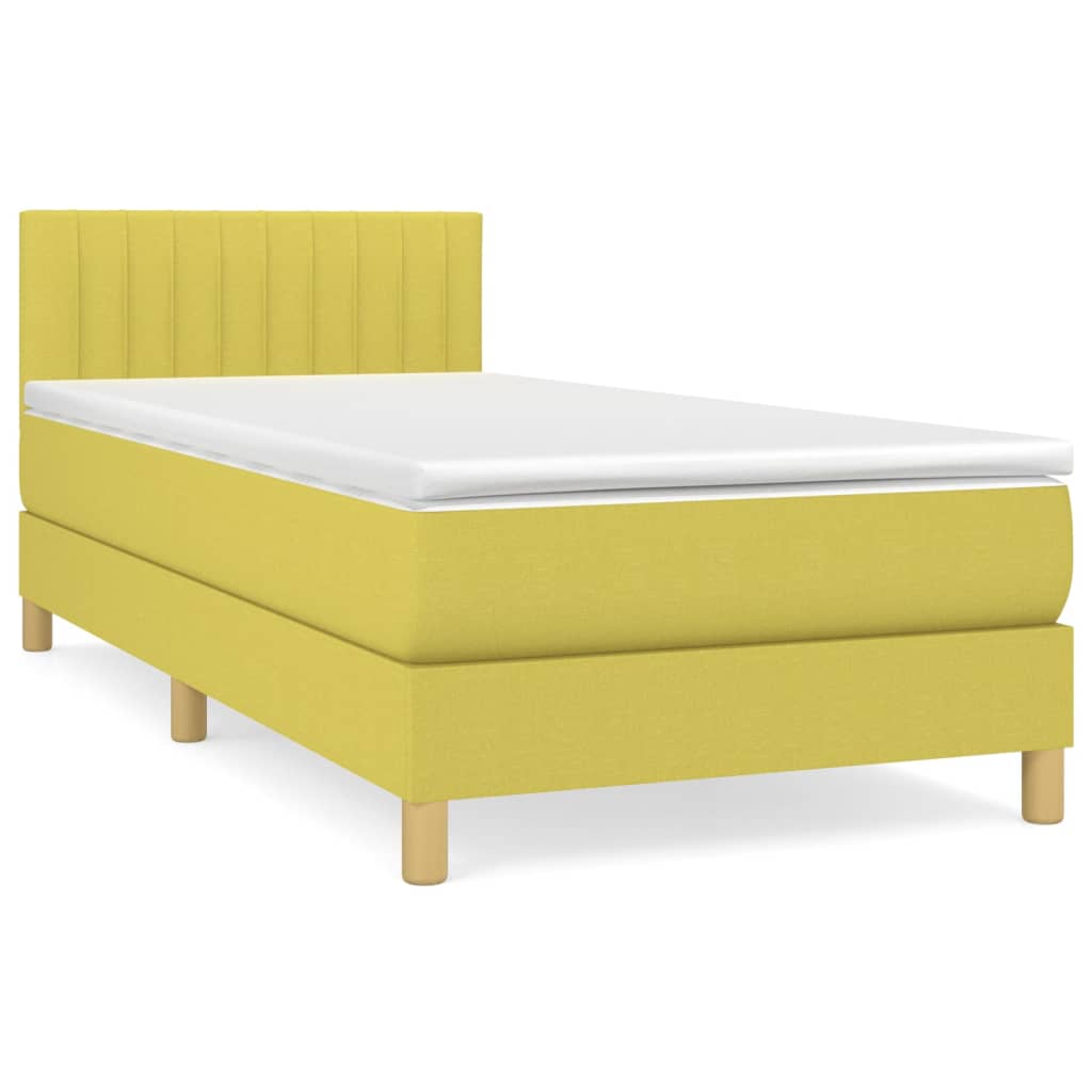 Κρεβάτι Boxspring με Στρώμα Πράσινο 90x190 εκ.Υφασμάτινο