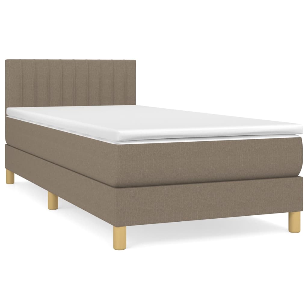 Κρεβάτι Boxspring με Στρώμα Taupe 90x200 εκ. Υφασμάτινο