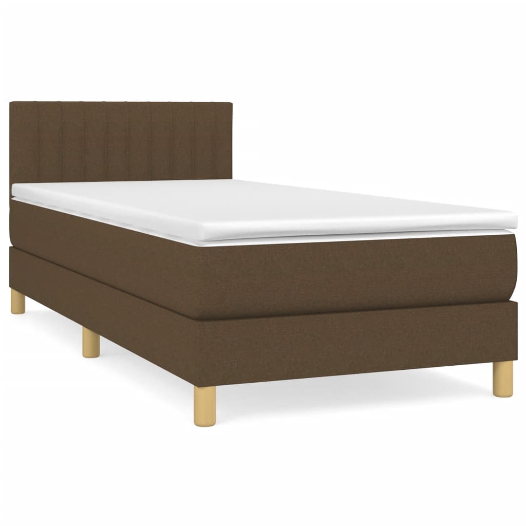 Κρεβάτι Boxspring με Στρώμα Σκούρο Καφέ 100x200 εκ. Υφασμάτινο