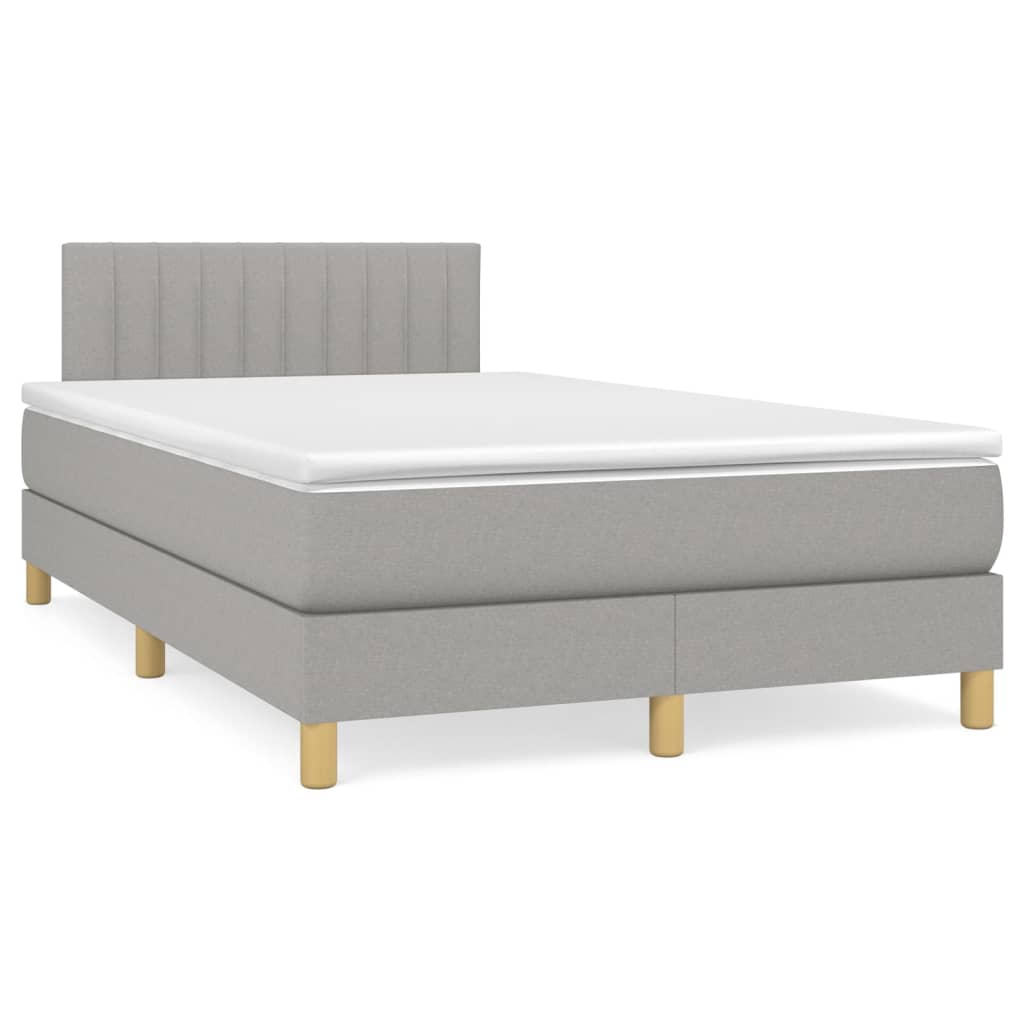Κρεβάτι Boxspring με Στρώμα Ανοιχτό Γκρι 120x200 εκ. Υφασμάτινο