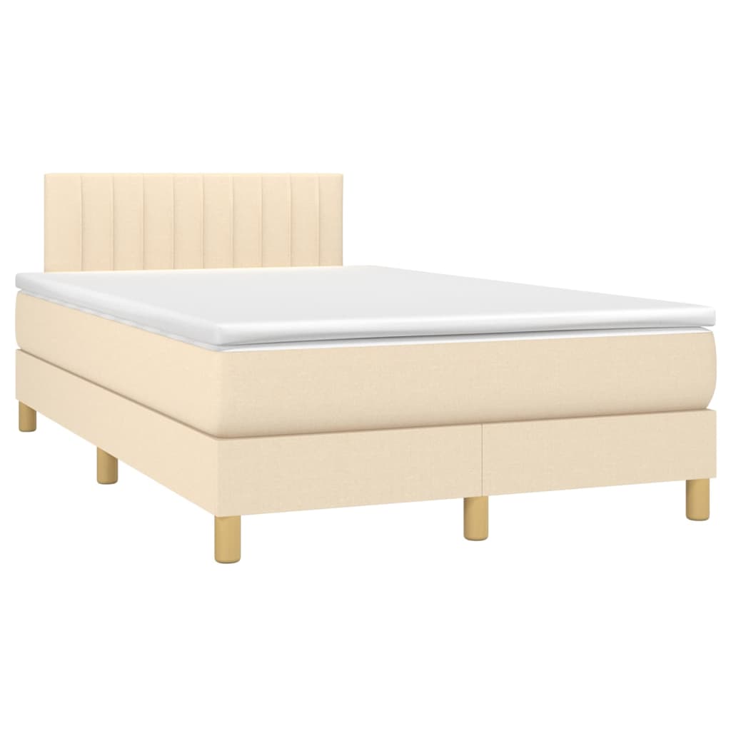Κρεβάτι Boxspring με Στρώμα Κρεμ 120x200 εκ. Υφασμάτινο - Pakobazaar