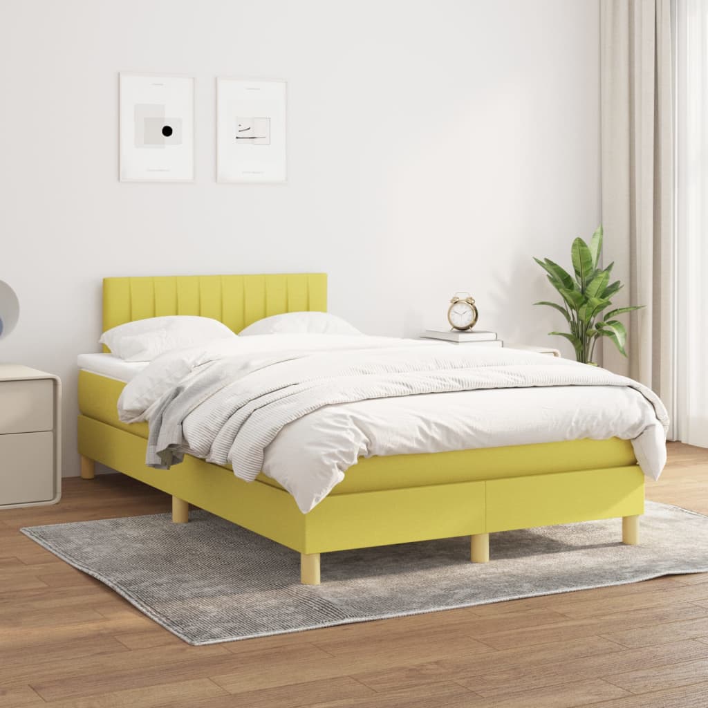 Κρεβάτι Boxspring με Στρώμα Πράσινο 120x200 εκ. Υφασμάτινο