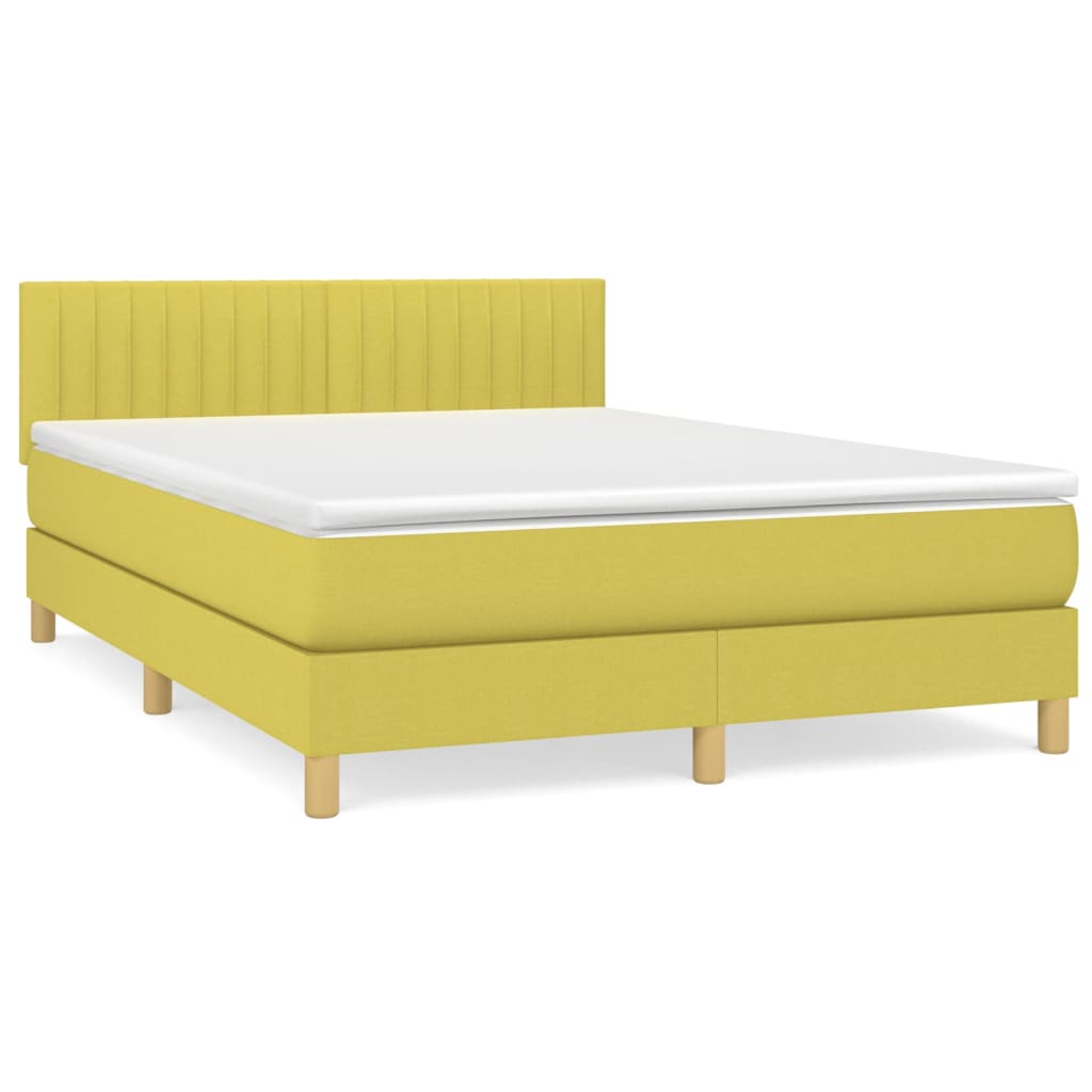 Κρεβάτι Boxspring με Στρώμα Πράσινο 140x190 εκ. Υφασμάτινο