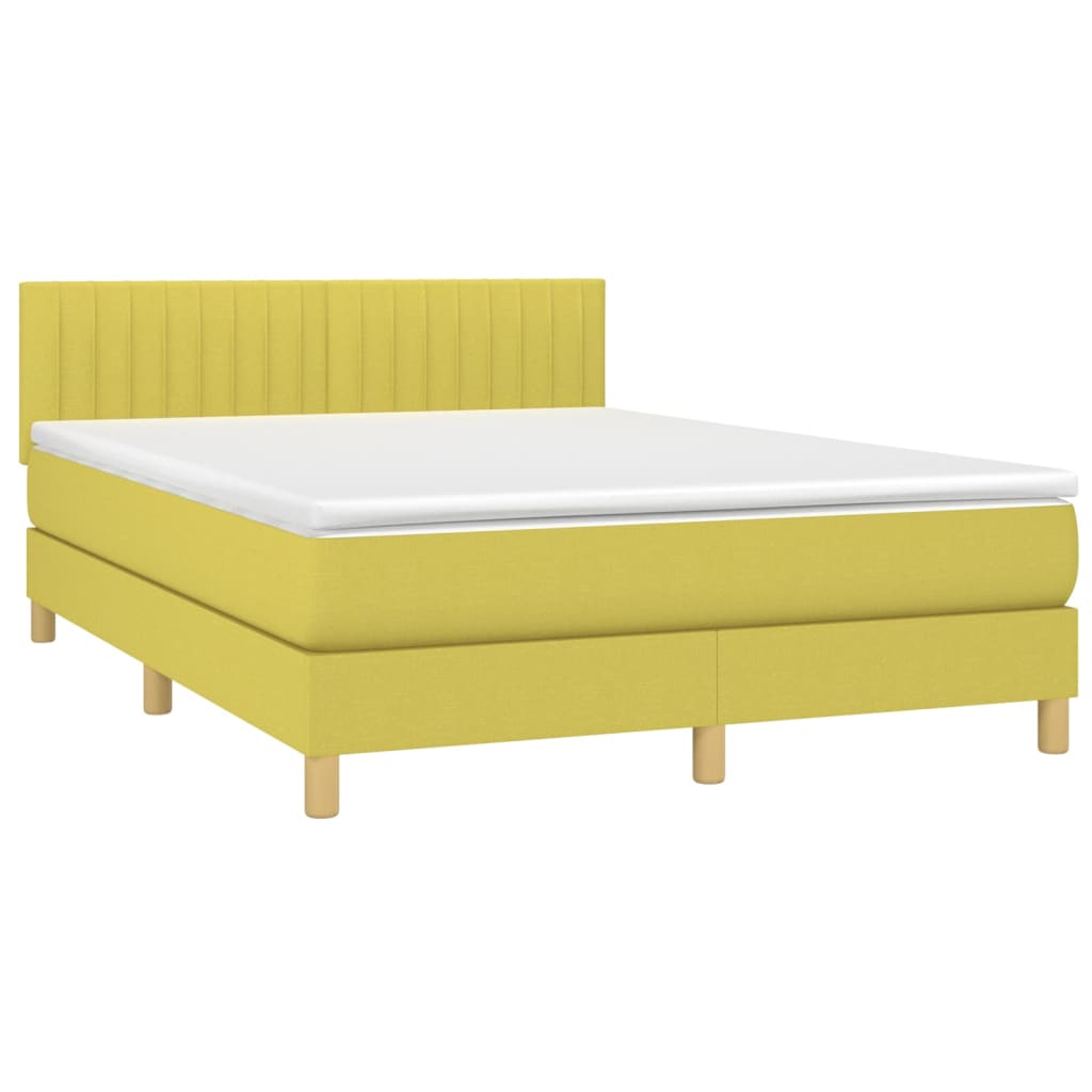 Κρεβάτι Boxspring με Στρώμα Πράσινο 140x190 εκ. Υφασμάτινο