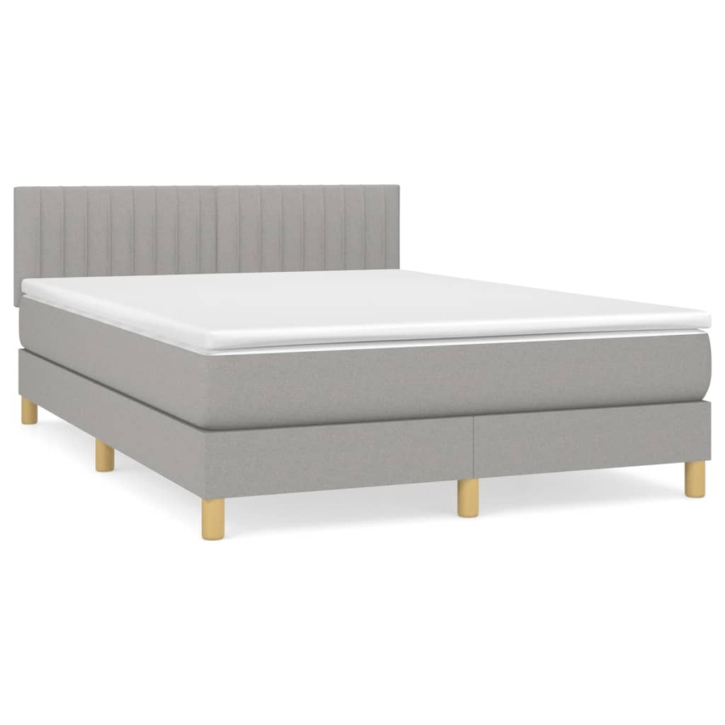 Κρεβάτι Boxspring με Στρώμα Ανοιχτό Γκρι 140x200 εκ. Υφασμάτινο