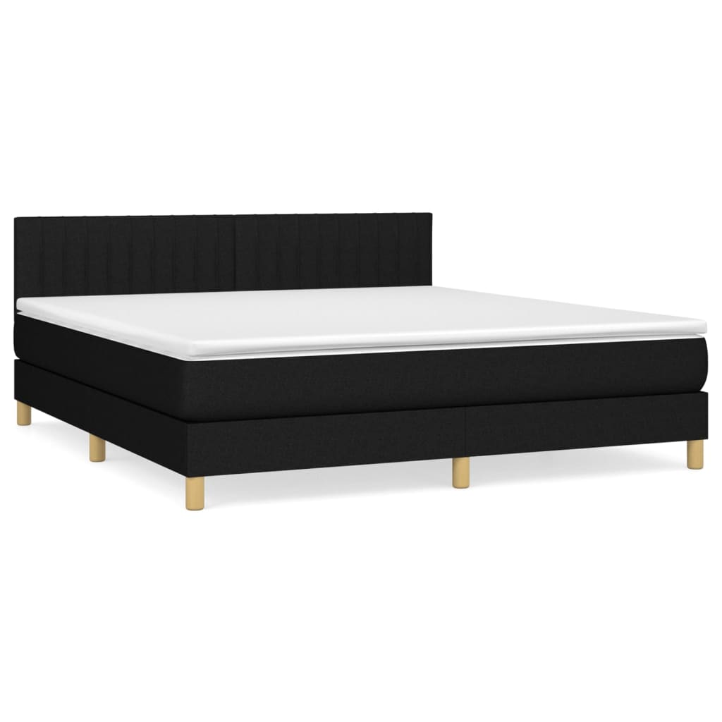 Κρεβάτι Boxspring με Στρώμα Μαύρο 160x200 εκ. Υφασμάτινο