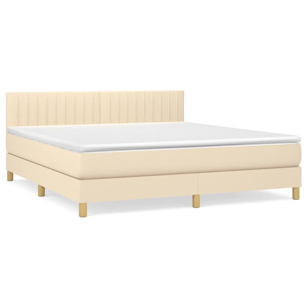 Κρεβάτι Boxspring με Στρώμα Κρεμ 160x200 εκ. Υφασμάτινο