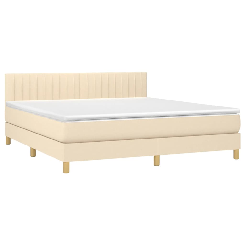 Κρεβάτι Boxspring με Στρώμα Κρεμ 160x200 εκ. Υφασμάτινο
