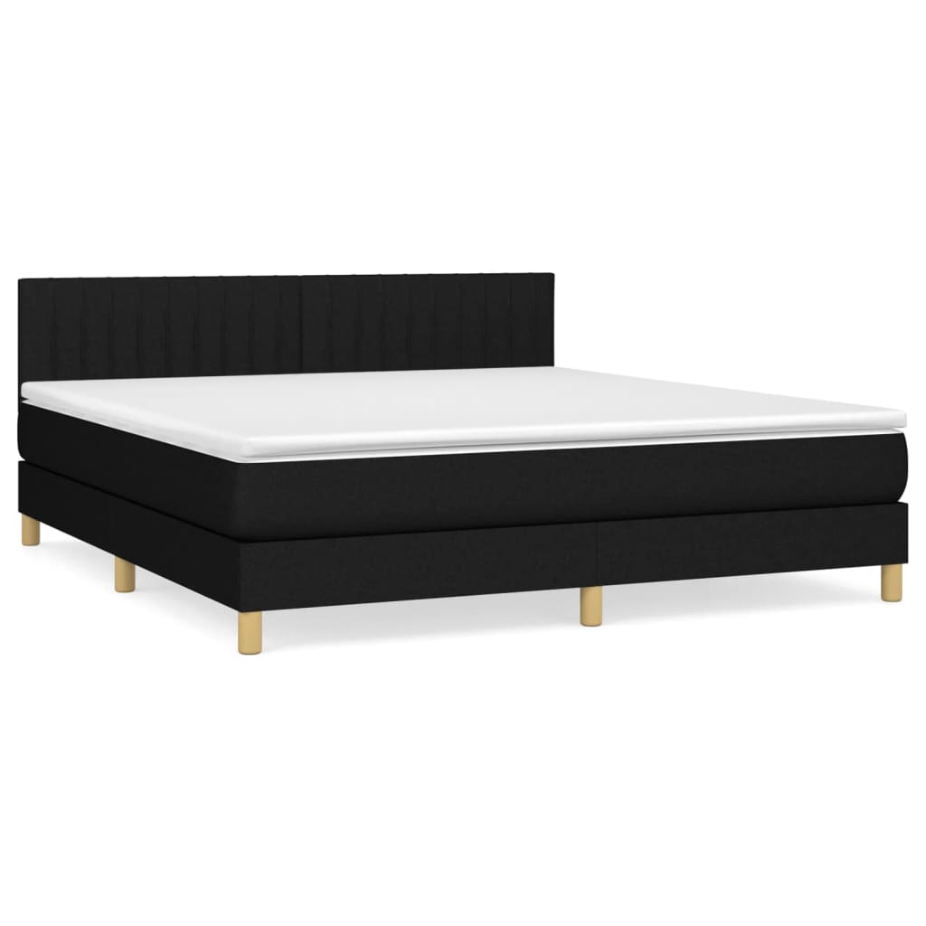 Κρεβάτι Boxspring με Στρώμα Μαύρο 180x200 εκ. Υφασμάτινο