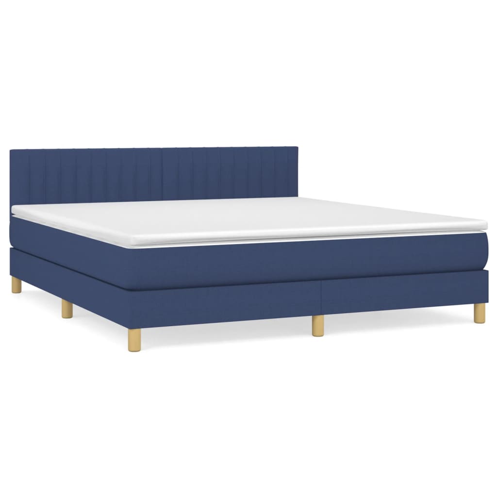 Κρεβάτι Boxspring με Στρώμα Μπλε 180x200 εκ. Υφασμάτινο