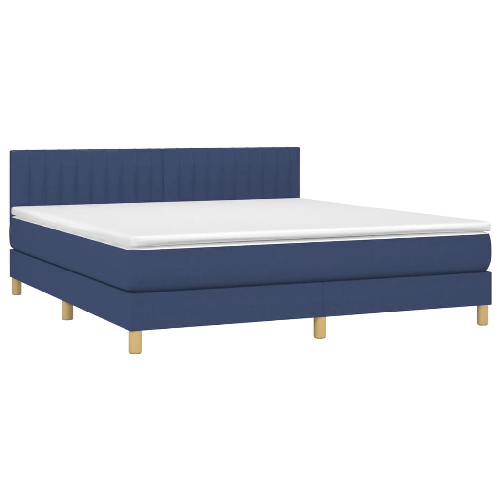 Κρεβάτι Boxspring με Στρώμα Μπλε 180x200 εκ. Υφασμάτινο