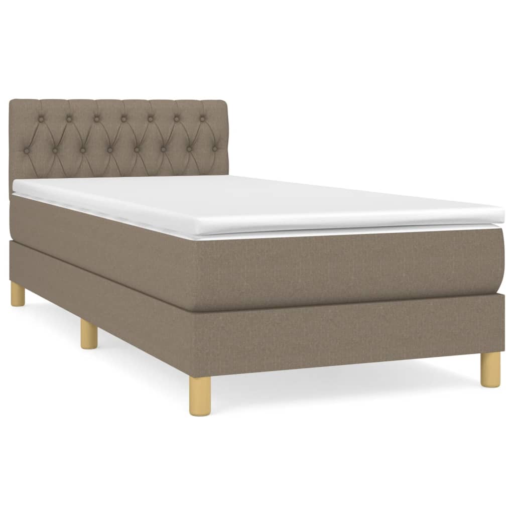 Κρεβάτι Boxspring με Στρώμα Taupe 90x190 εκ.Υφασμάτινο