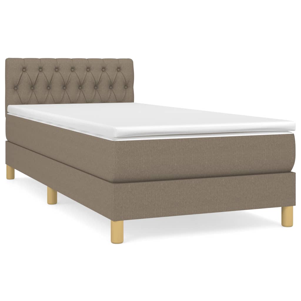 Κρεβάτι Boxspring με Στρώμα Taupe 90x200 εκ. Υφασμάτινο