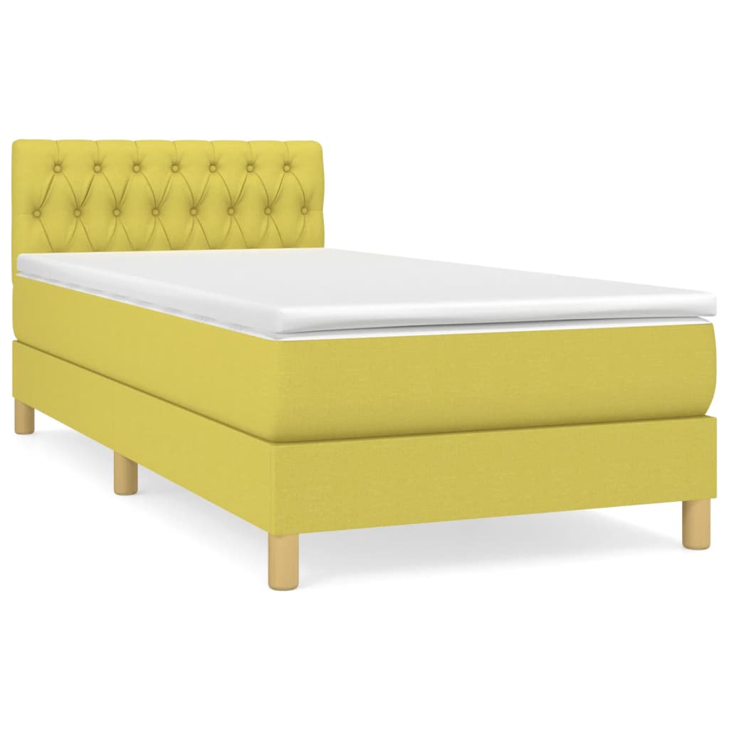 Κρεβάτι Boxspring με Στρώμα Πράσινο 90x200 εκ. Υφασμάτινο