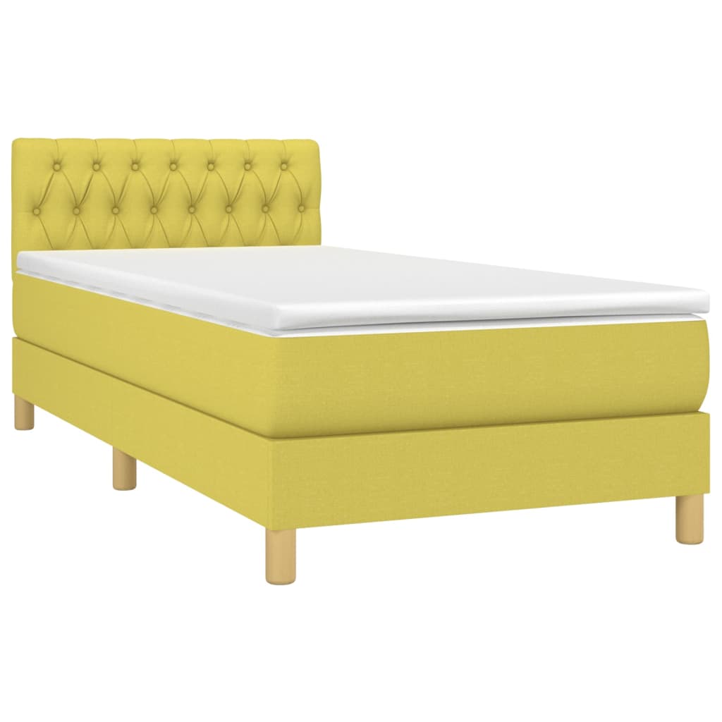 Κρεβάτι Boxspring με Στρώμα Πράσινο 90x200 εκ. Υφασμάτινο