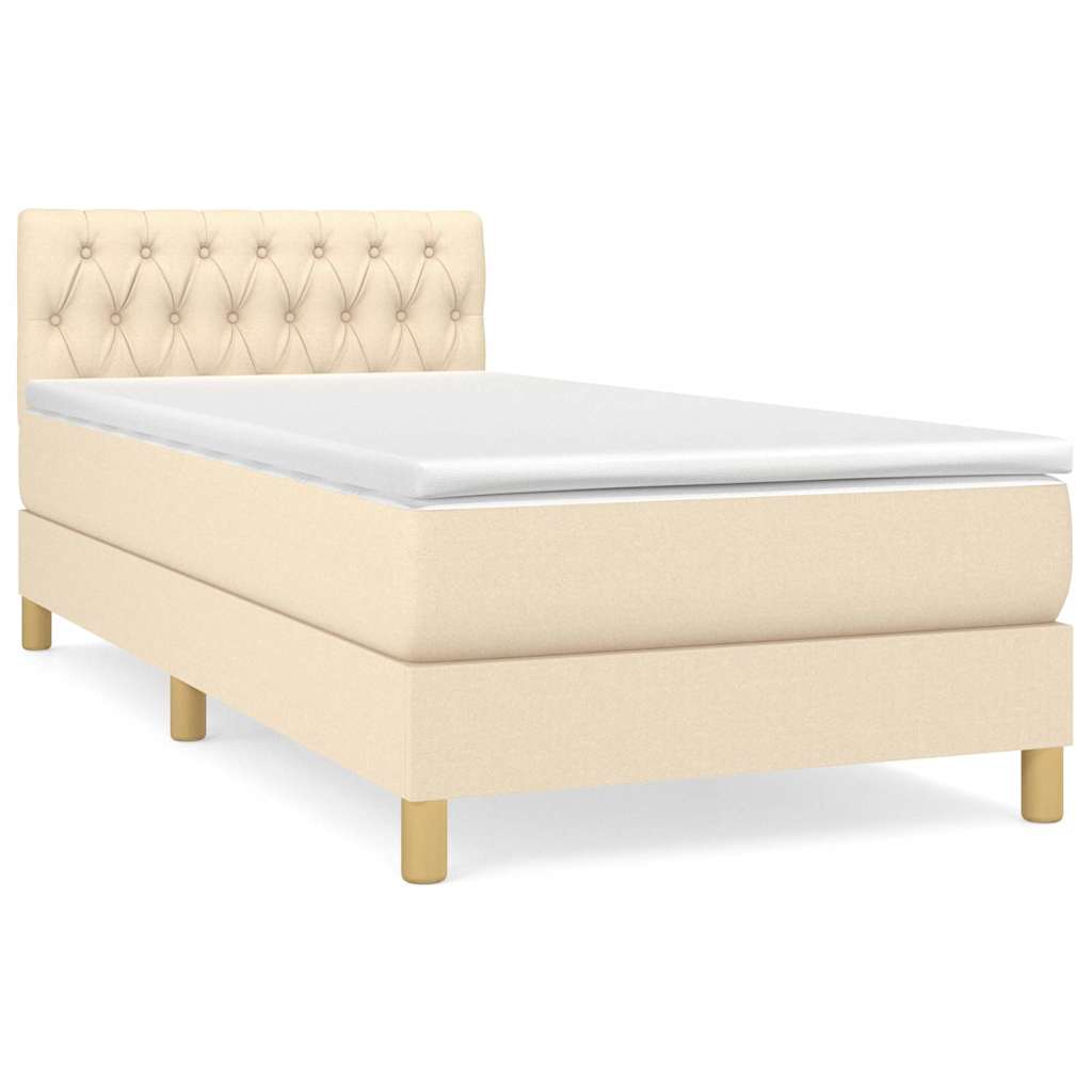 Κρεβάτι Boxspring με Στρώμα Κρεμ 100 x 200 εκ. Υφασμάτινο