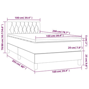 Κρεβάτι Boxspring με Στρώμα Μπλε 100 x 200 εκ. Υφασμάτινο