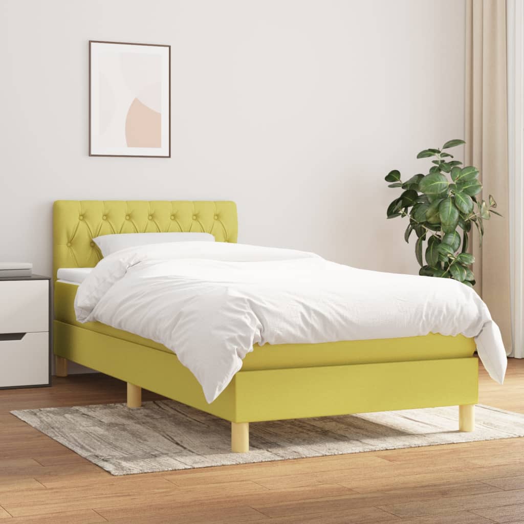 Κρεβάτι Boxspring με Στρώμα Πράσινο 100 x 200 εκ. Υφασμάτινο