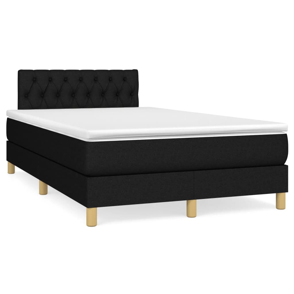 Κρεβάτι Boxspring με Στρώμα Μαύρο 120x200 εκ. Υφασμάτινο - Pakobazaar