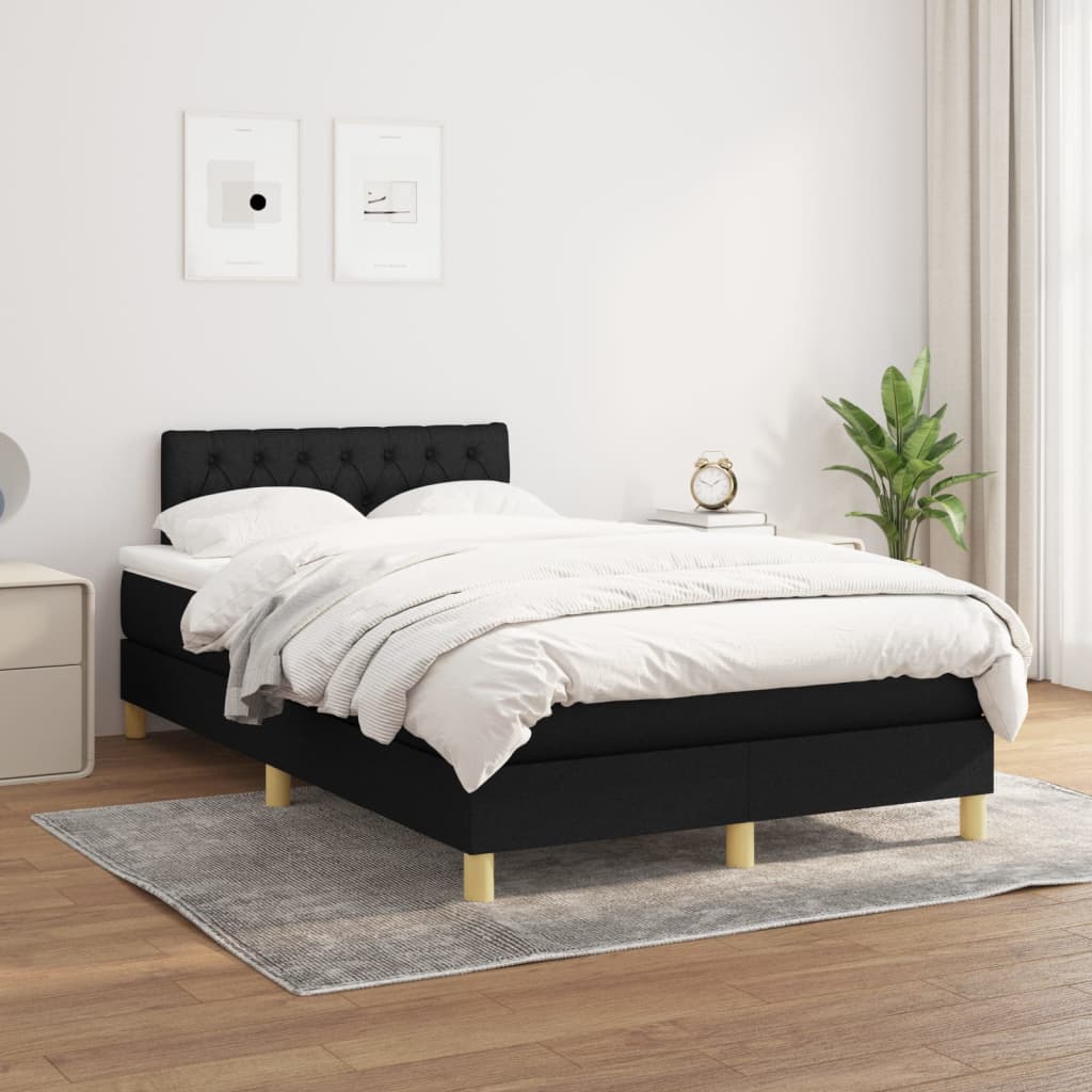 Κρεβάτι Boxspring με Στρώμα Μαύρο 120x200 εκ. Υφασμάτινο - Pakobazaar