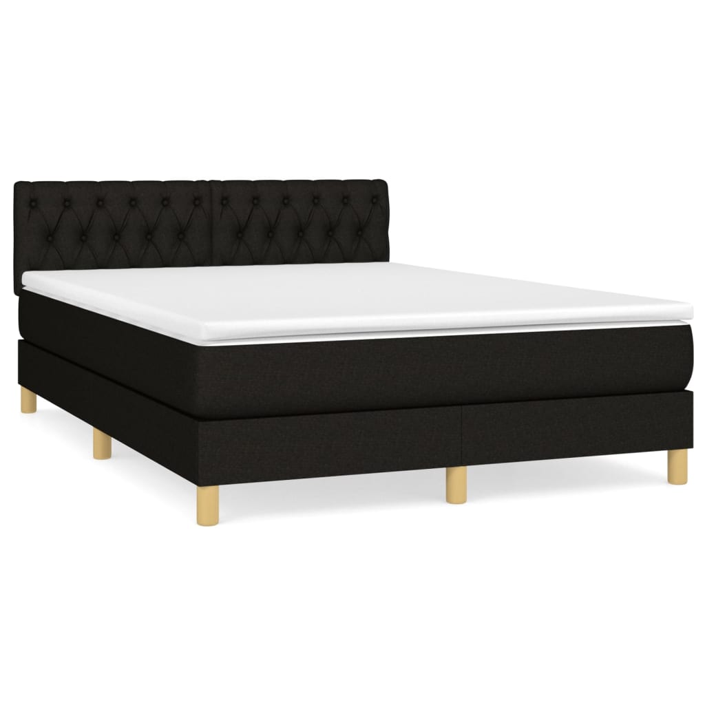 Κρεβάτι Boxspring με Στρώμα Μαύρο 140x190 εκ. Υφασμάτινο