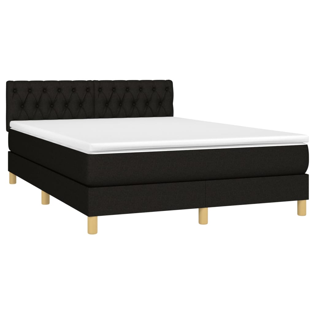 Κρεβάτι Boxspring με Στρώμα Μαύρο 140x190 εκ. Υφασμάτινο