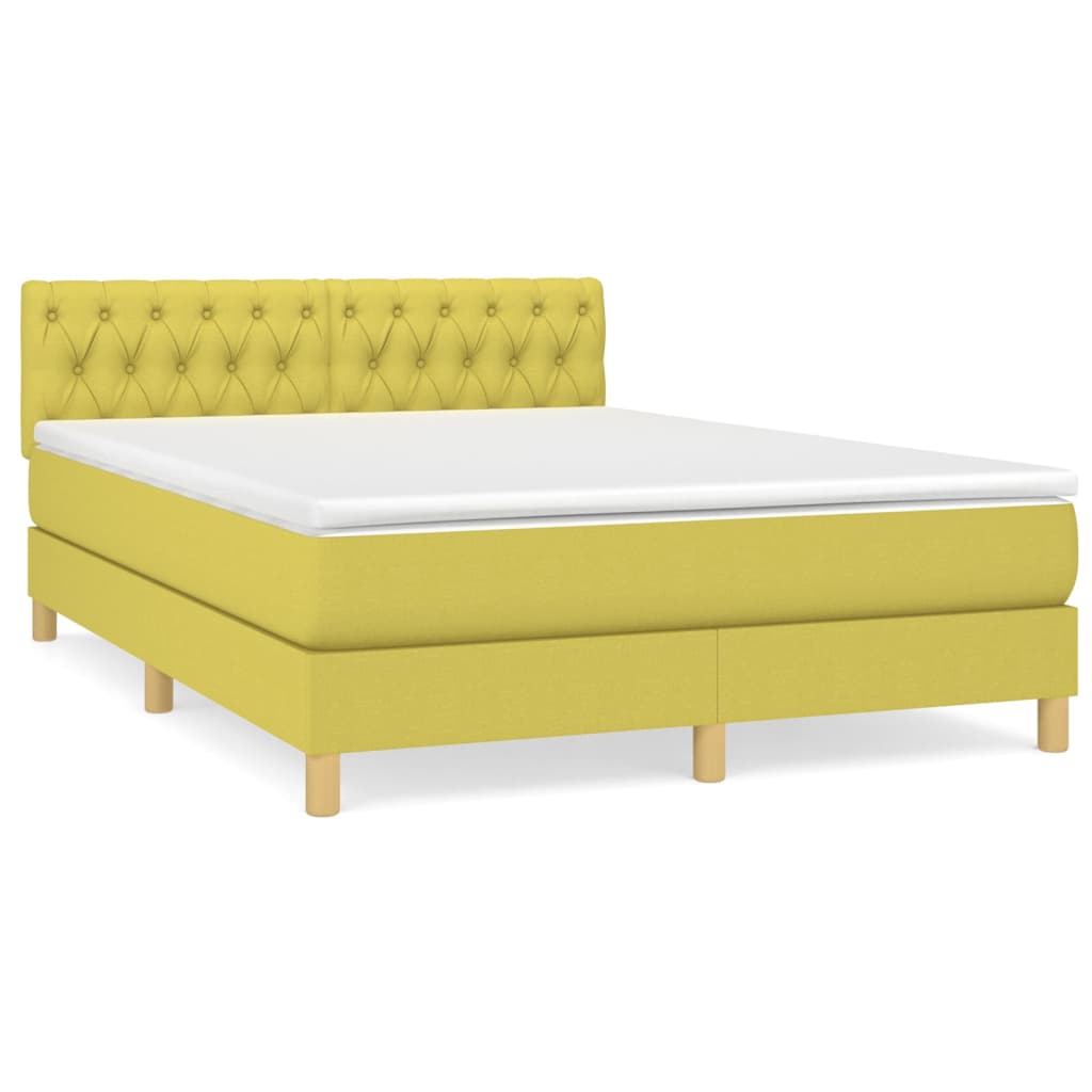 Κρεβάτι Boxspring με Στρώμα Πράσινο 140x190 εκ. Υφασμάτινο