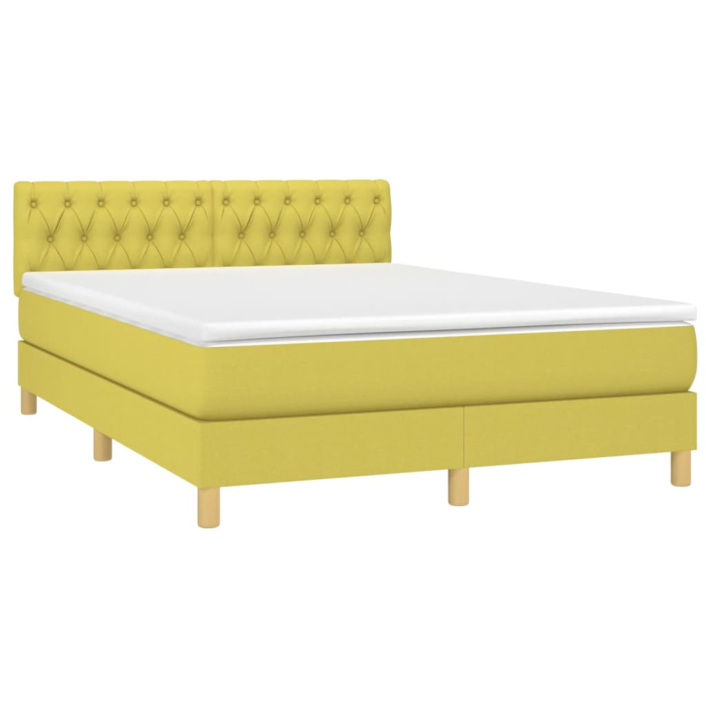 Κρεβάτι Boxspring με Στρώμα Πράσινο 140x190 εκ. Υφασμάτινο
