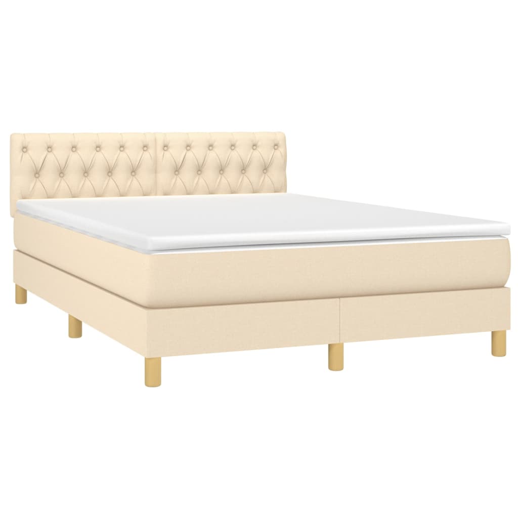 Κρεβάτι Boxspring με Στρώμα Κρεμ 140x200 εκ. Υφασμάτινο