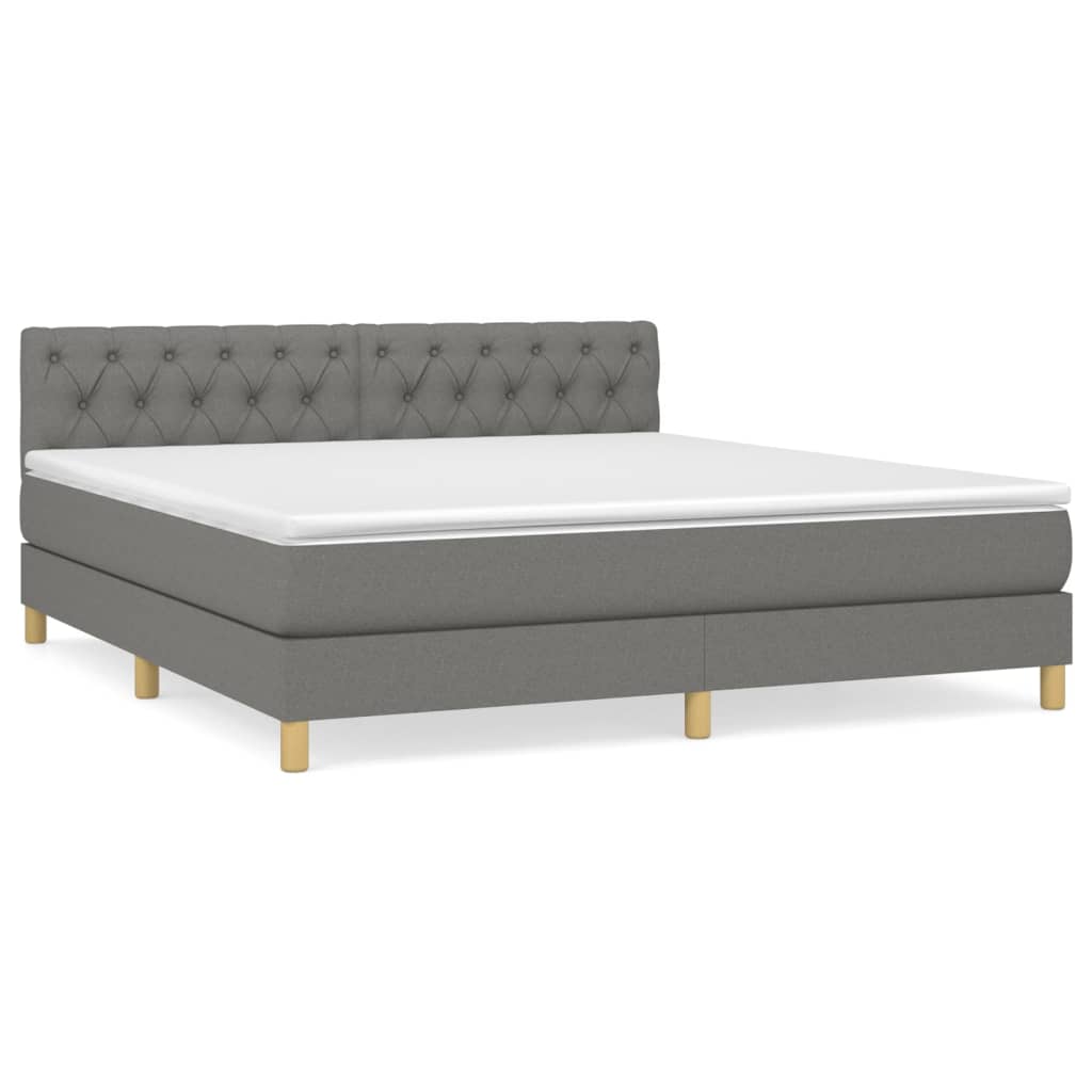 Κρεβάτι Boxspring με Στρώμα Σκούρο Γκρι 160x200 εκ Υφασμάτινο - Pakobazaar