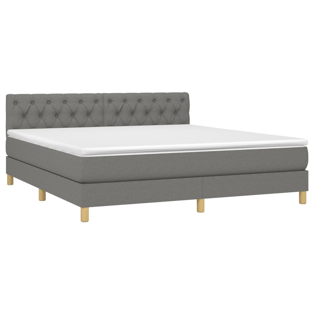Κρεβάτι Boxspring με Στρώμα Σκούρο Γκρι 160x200 εκ Υφασμάτινο - Pakobazaar
