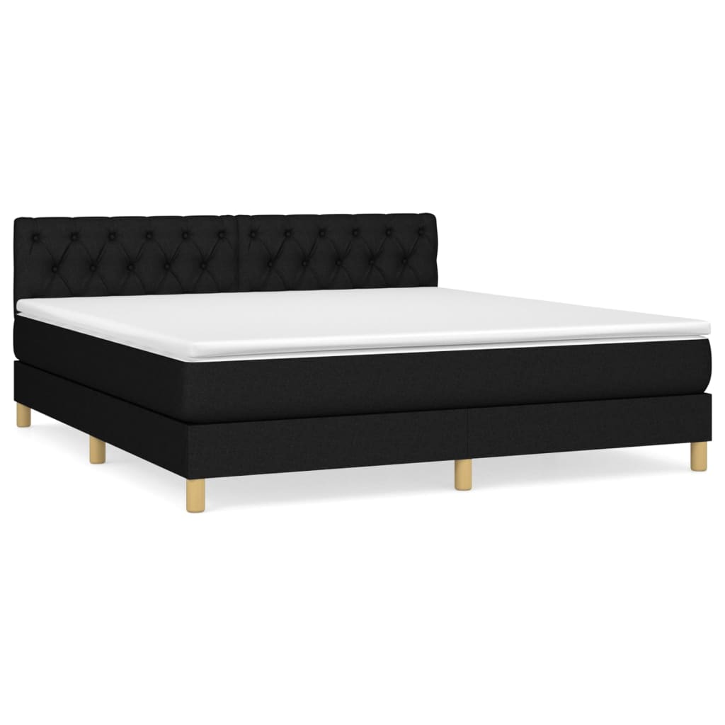 Κρεβάτι Boxspring με Στρώμα Μαύρο 160x200 εκ. Υφασμάτινο