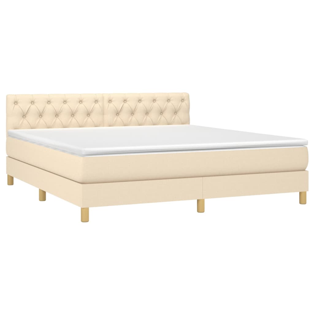 Κρεβάτι Boxspring με Στρώμα Κρεμ 160x200 εκ. Υφασμάτινο