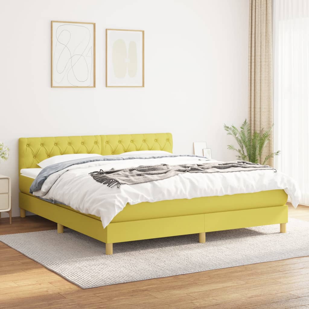 Κρεβάτι Boxspring με Στρώμα Πράσινο 160x200 εκ.Υφασμάτινο