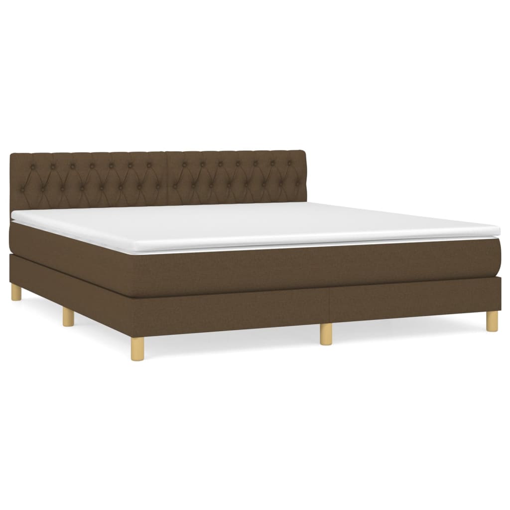Κρεβάτι Boxspring με Στρώμα Σκούρο Καφέ 180x200 εκ Υφασμάτινο - Pakobazaar