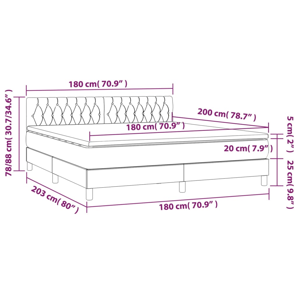 Κρεβάτι Boxspring με Στρώμα Πράσινο 180x200 εκ.Υφασμάτινο
