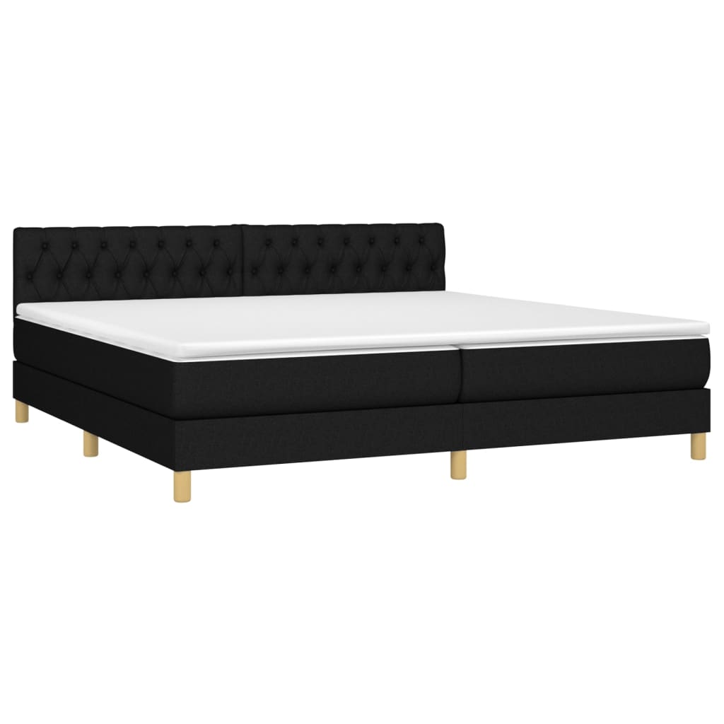 Κρεβάτι Boxspring με Στρώμα Μαύρο 200x200 εκ. Υφασμάτινο