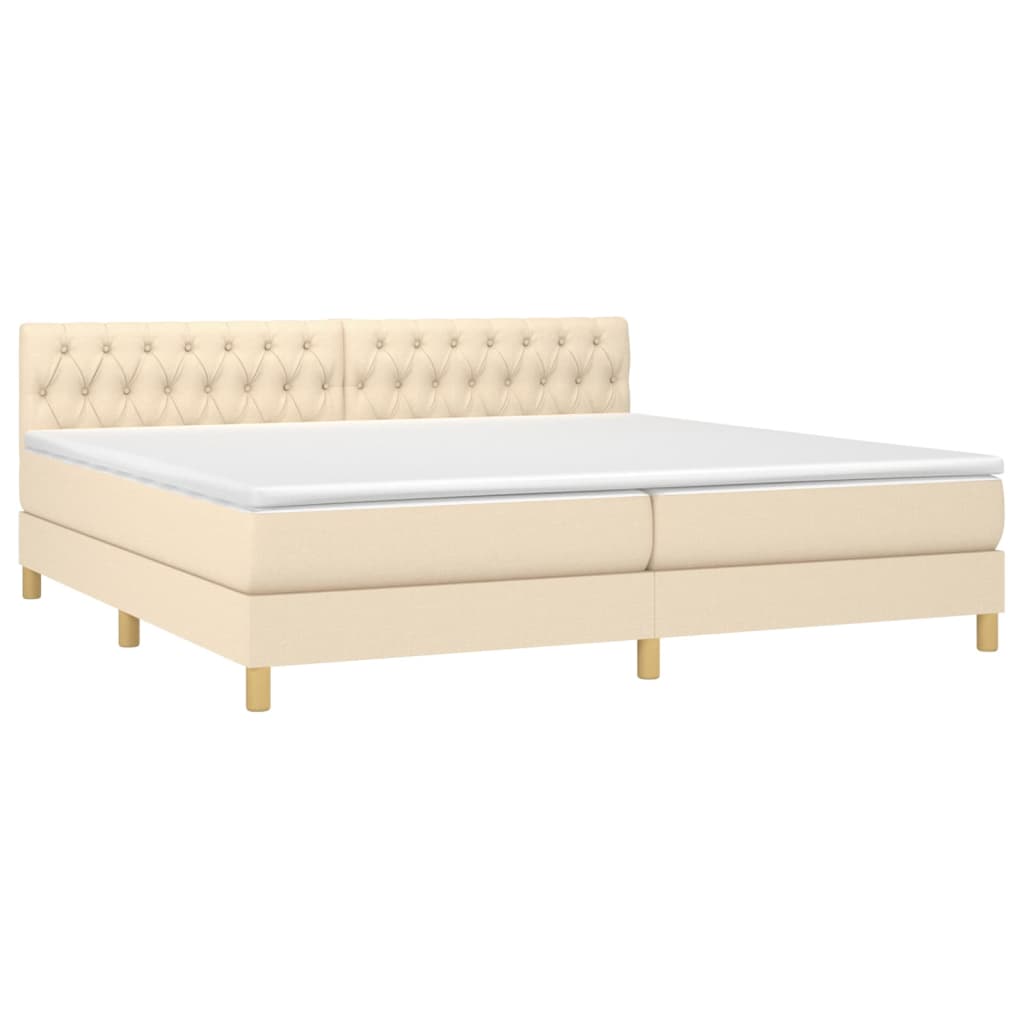 Κρεβάτι Boxspring με Στρώμα Κρεμ 200x200 εκ. Υφασμάτινο