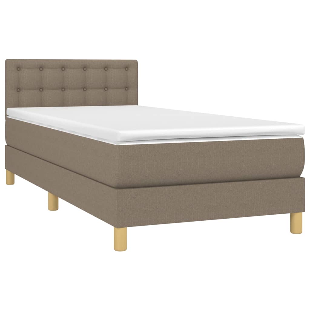 Κρεβάτι Boxspring με Στρώμα Taupe 90x190 εκ.Υφασμάτινο