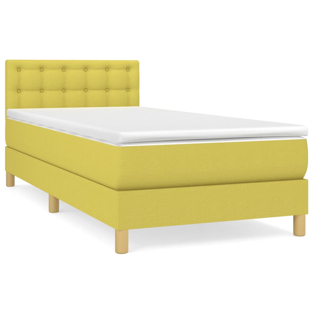 Κρεβάτι Boxspring με Στρώμα Πράσινο 90x200 εκ. Υφασμάτινο