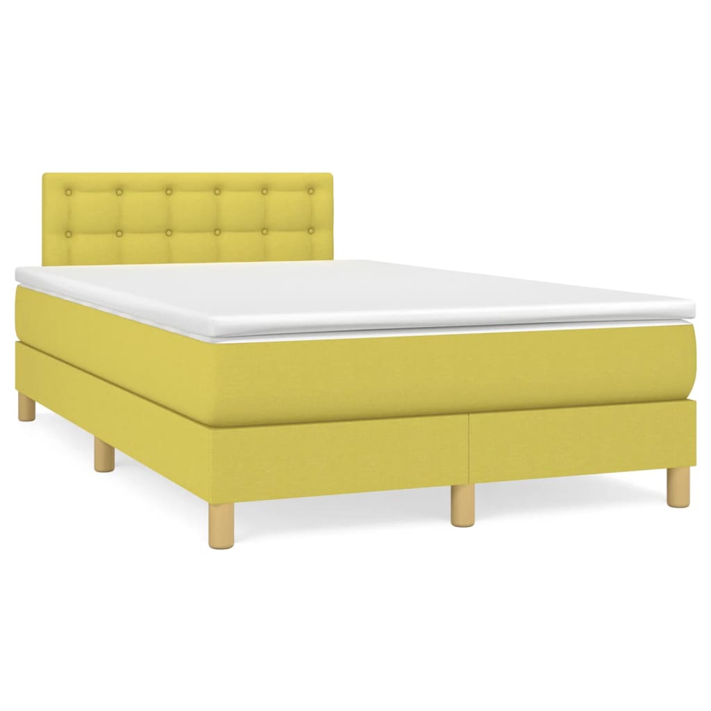Κρεβάτι Boxspring με Στρώμα Πράσινο 120x200 εκ. Υφασμάτινο